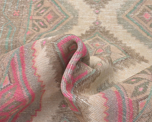 9 Ft Vintage Brown Persian Style Hand Knotted Low Pile Wool Runner Rug