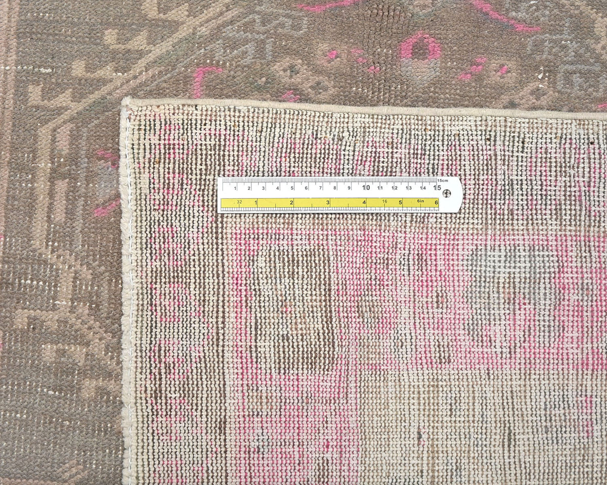 10 Ft Vintage Brown Persian Style Hand Knotted Low Pile Wool Runner Rug