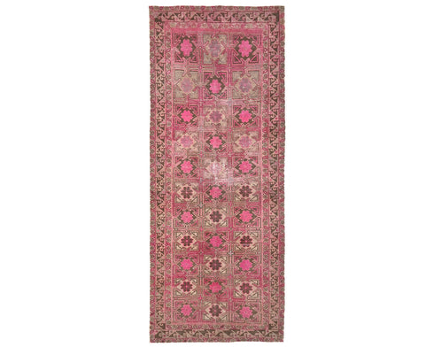 11 Ft Vintage Brown Persian Style Hand Knotted Low Pile Wool Runner Rug