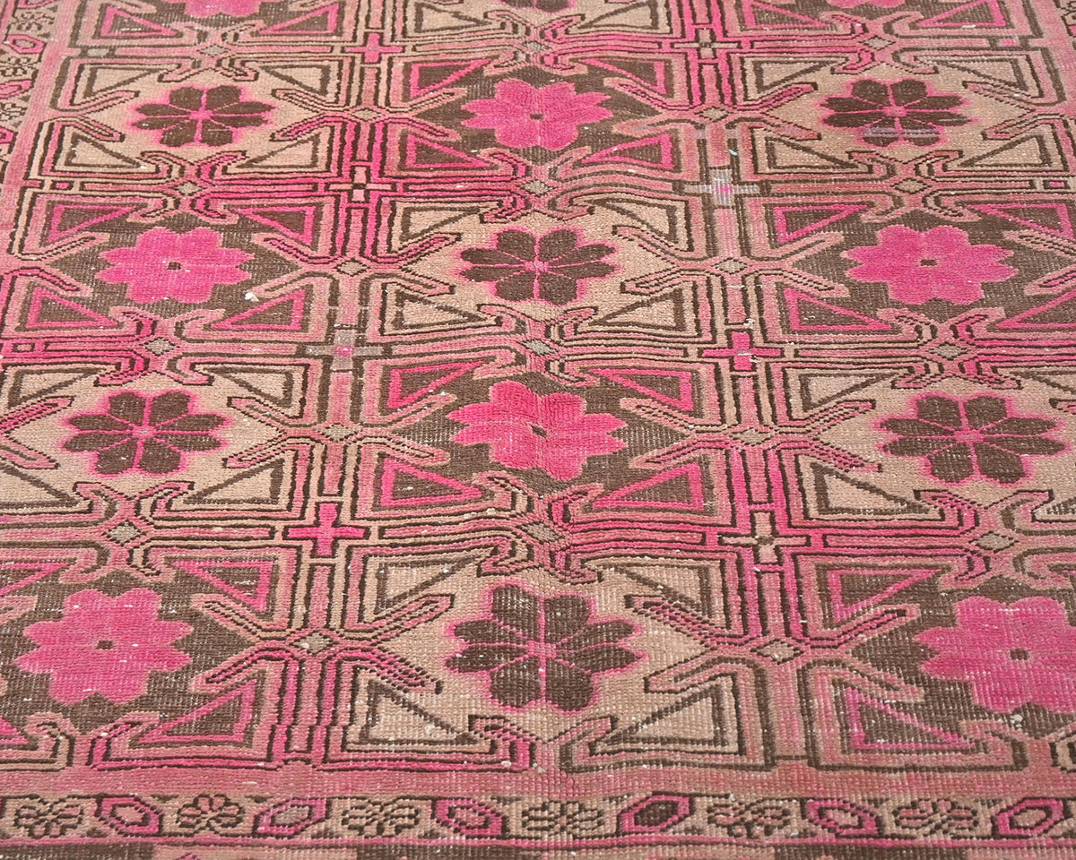 11 Ft Vintage Brown Persian Style Hand Knotted Low Pile Wool Runner Rug