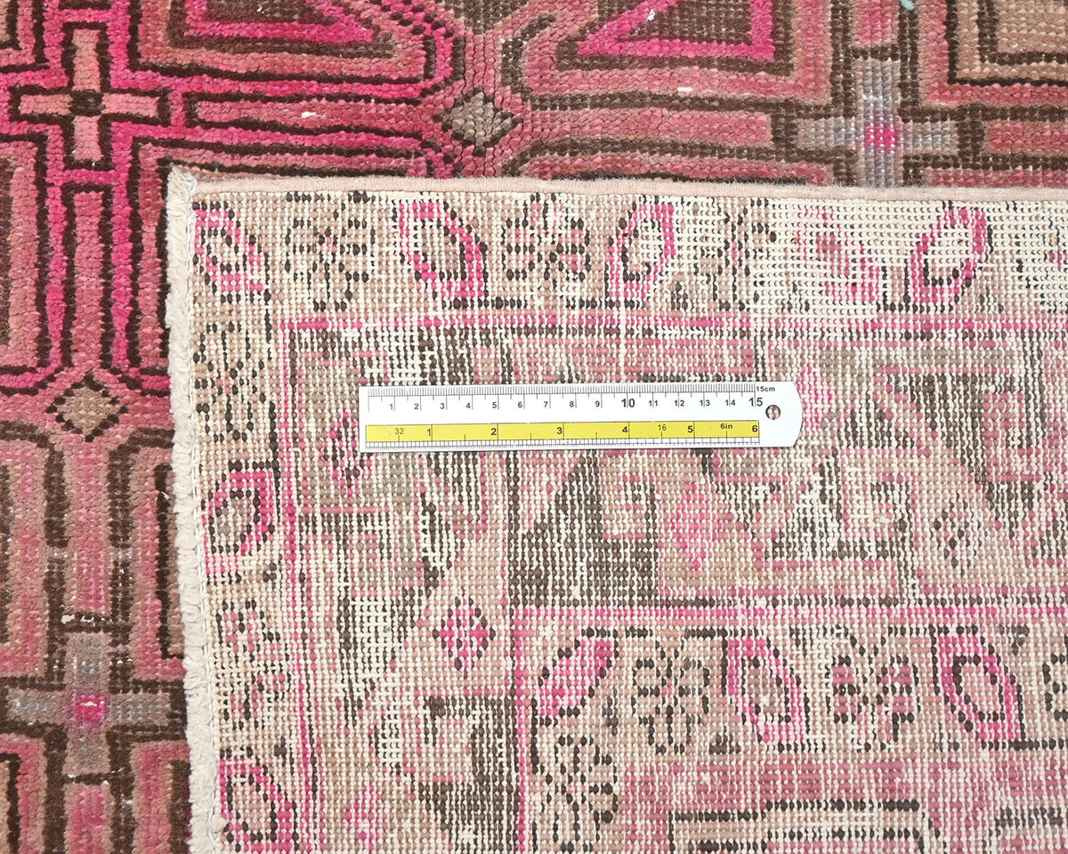 11 Ft Vintage Brown Persian Style Hand Knotted Low Pile Wool Runner Rug