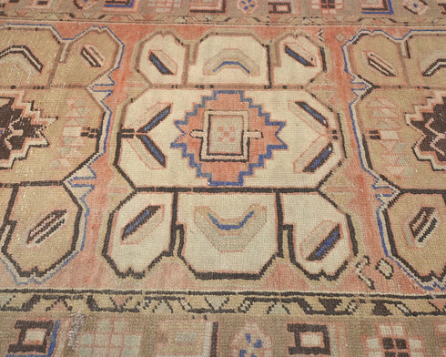 10 Ft Vintage Brown Persian Style Hand Knotted Low Pile Wool Runner Rug