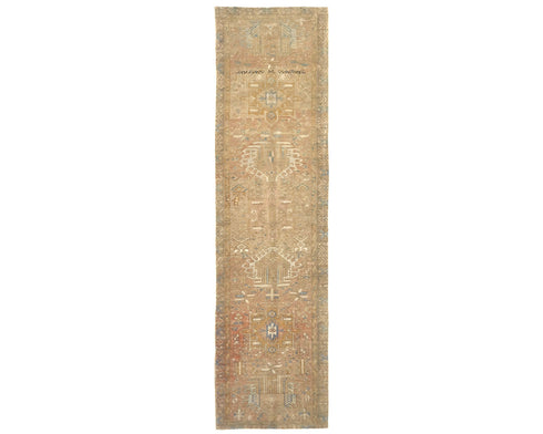 10 Ft Vintage Brown Persian Style Hand Knotted Low Pile Wool Runner Rug