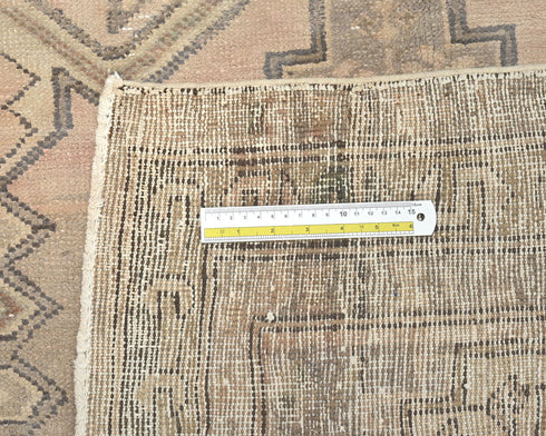 10 Ft Vintage Brown Persian Style Hand Knotted Low Pile Wool Runner Rug