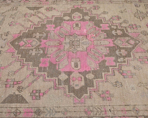 12 Ft Vintage Brown Persian Style Hand Knotted Low Pile Wool Runner Rug