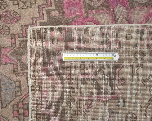 12 Ft Vintage Brown Persian Style Hand Knotted Low Pile Wool Runner Rug