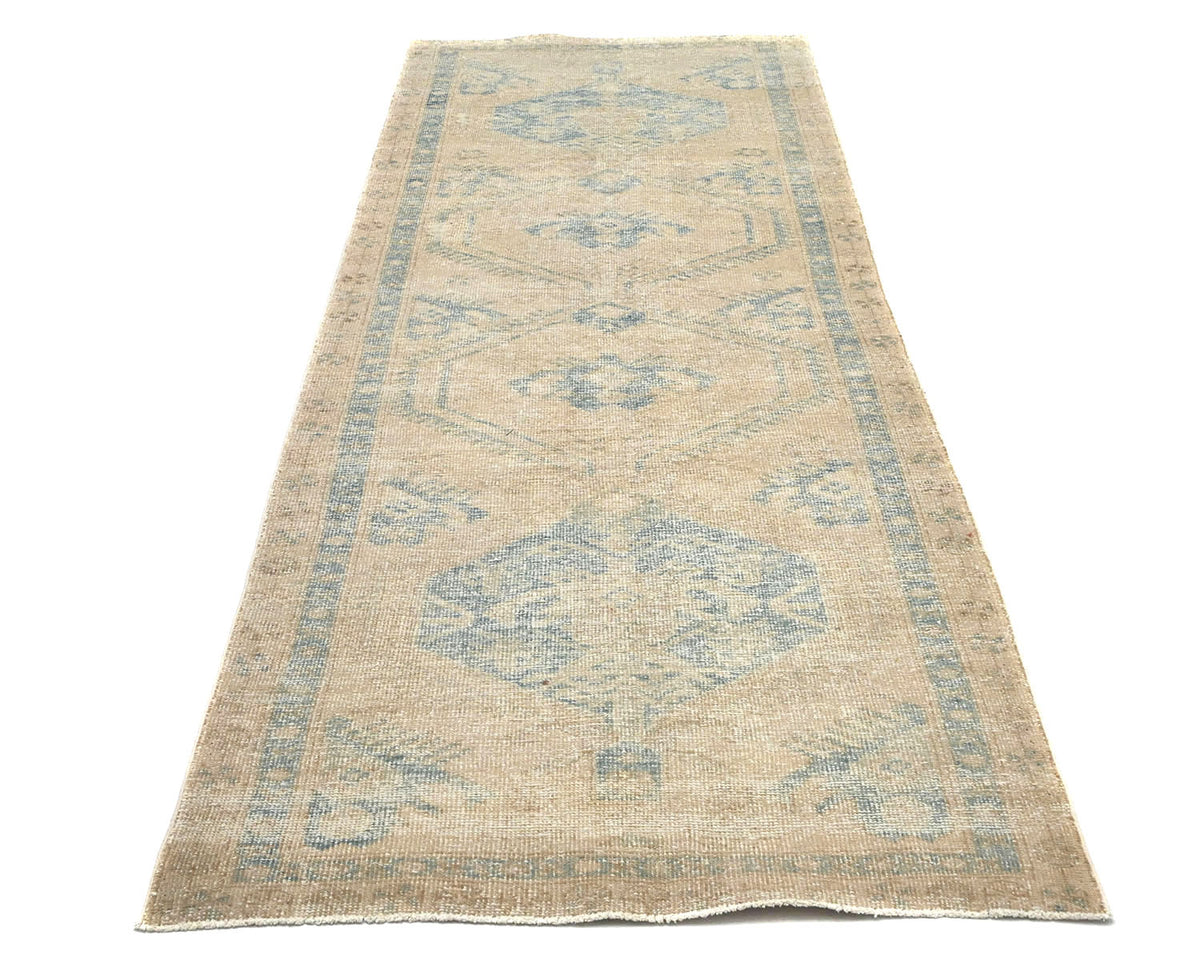 Alfombra de pelo corto desgastada, anudada a mano, estilo persa vintage, color marrón, de 3 m