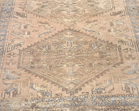 Alfombra de lana de pelo corto anudada a mano, estilo persa, color marrón vintage, de 3,35 m