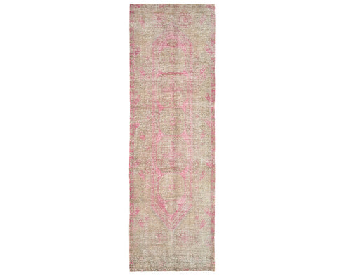 10 Ft Vintage Brown Persian Hand Knotted Distressed Low Pile Wool Runner Rug