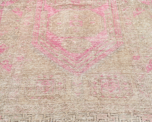 10 Ft Vintage Brown Persian Hand Knotted Distressed Low Pile Wool Runner Rug