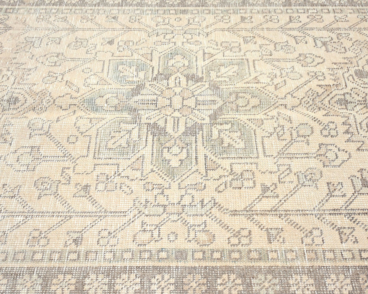 13 Ft Vintage Brown Persian Style Hand Knotted Distressed Low Pile Wool Runner Rug