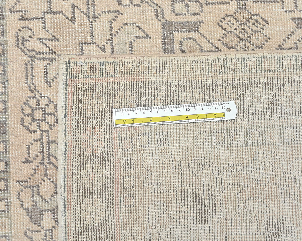 13 Ft Vintage Brown Persian Style Hand Knotted Distressed Low Pile Wool Runner Rug
