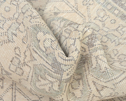 13 Ft Vintage Brown Persian Style Hand Knotted Distressed Low Pile Wool Runner Rug