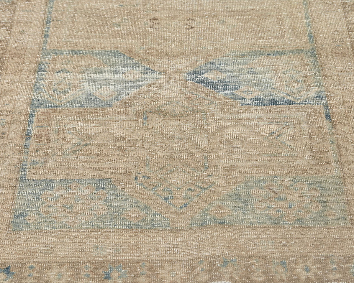 11 Ft Vintage Brown Persian Style Hand Knotted Distressed Low Pile Wool Runner Rug