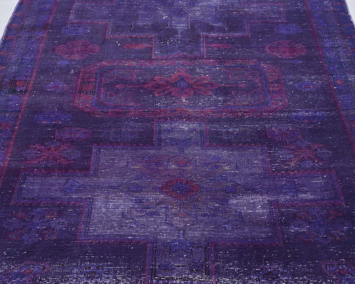 Alfombra de lana de pelo corto, estilo persa, vintage, azul, anudada a mano, de 3 metros