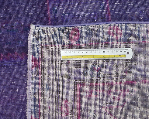 10 Feet Vintage Blue Persian Style Hand Knotted Distressed Low Pile Wool Runner Rug