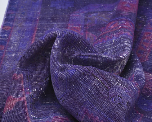 10 Feet Vintage Blue Persian Style Hand Knotted Distressed Low Pile Wool Runner Rug