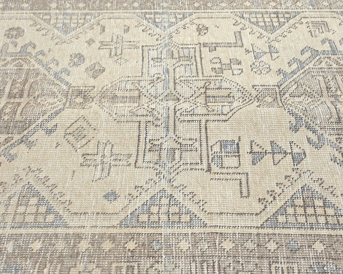 12 Ft Vintage Brown Persian Style Hand Knotted Distressed Low Pile Wool Runner Rug