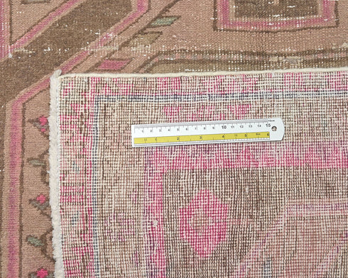 10 Ft Vintage Brown Persian Style Hand Knotted Low Pile Wool Runner Rug