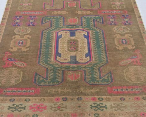 Alfombra de lana de pelo corto anudada a mano, estilo persa, color marrón vintage, de 3 m