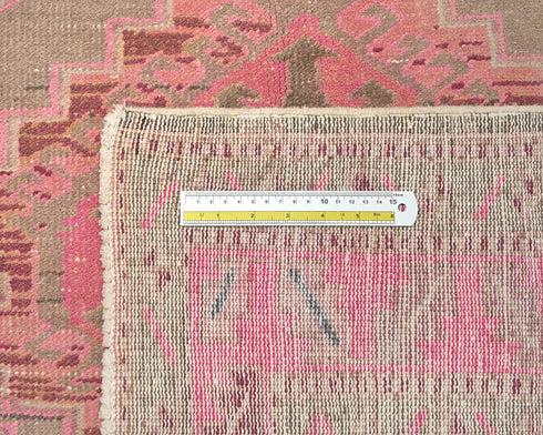10 Ft Vintage Pink Brown Persian Style Hand Knotted Low Pile Wool Runner Rug