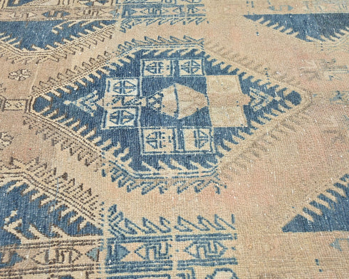 13 Ft Vintage Brown Persian Style Hand Knotted Low Pile Wool Runner Rug