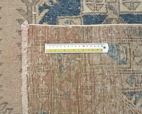 13 Ft Vintage Brown Persian Style Hand Knotted Low Pile Wool Runner Rug