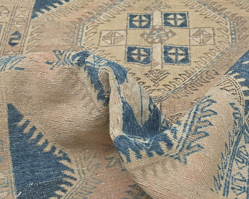 13 Ft Vintage Brown Persian Style Hand Knotted Low Pile Wool Runner Rug