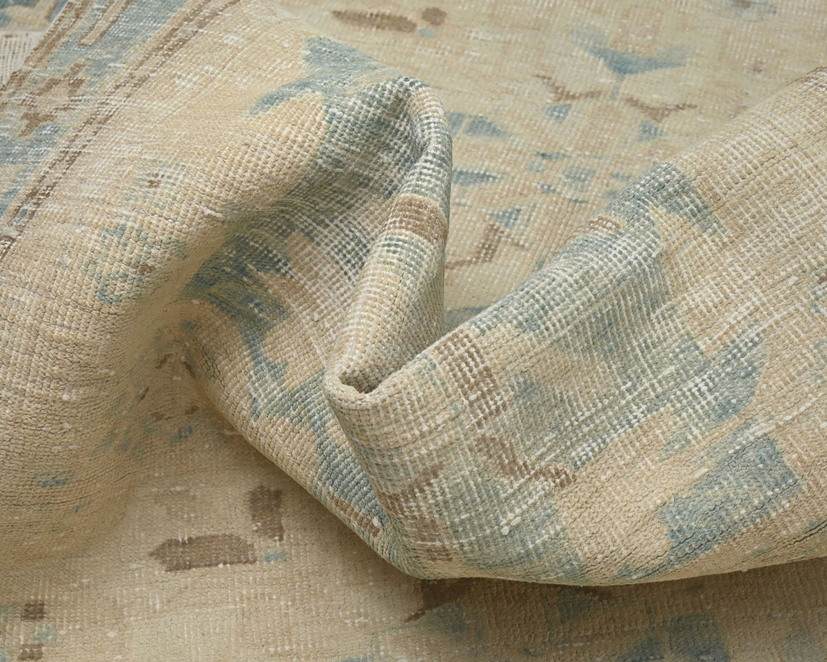 Alfombra de lana de pelo corto, estilo persa vintage, anudada a mano, de 3,35 m