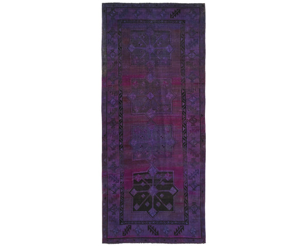 5x12 Vintage Purple Over Dyed Persian Style Hand Knotted Low Pile Wide Runner Rug