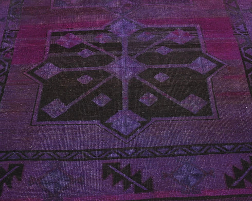 5x12 Vintage Purple Over Dyed Persian Style Hand Knotted Low Pile Wide Runner Rug