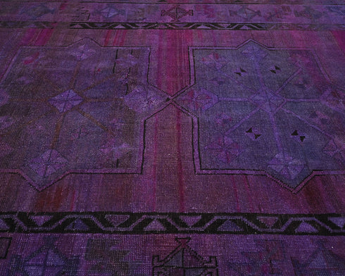 5x12 Vintage Purple Over Dyed Persian Style Hand Knotted Low Pile Wide Runner Rug