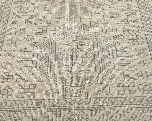 14 Ft Vintage Brown Persian Style Hand Knotted Low Pile Wool Runner Rug