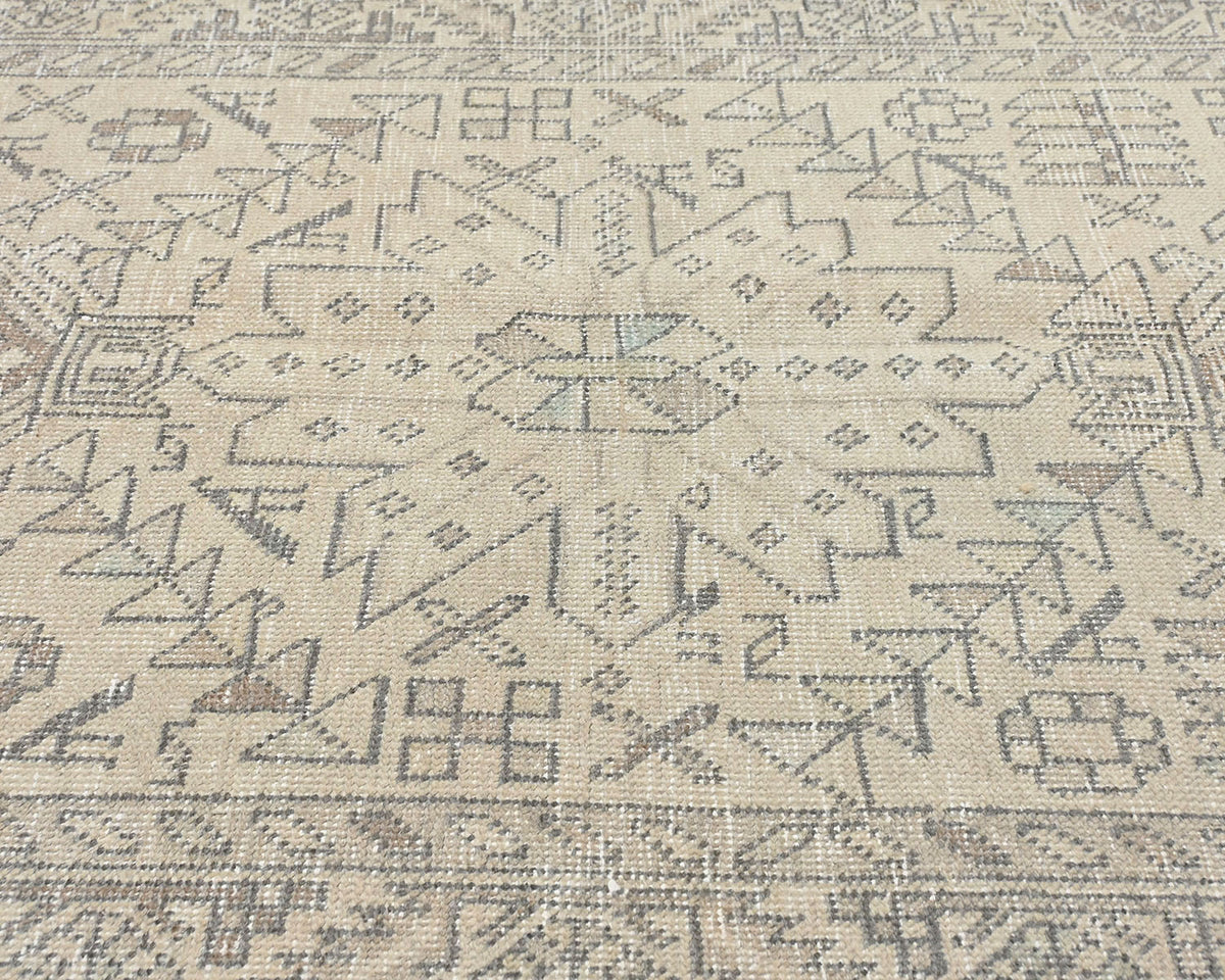 14 Ft Vintage Brown Persian Style Hand Knotted Low Pile Wool Runner Rug