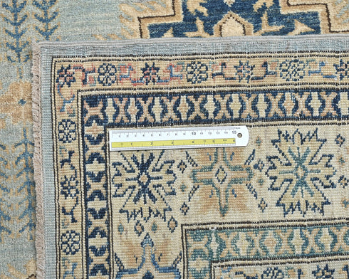 6x8 Ft Kazak Gray Afghan Hand Knotted Geometric Wool Area Rug