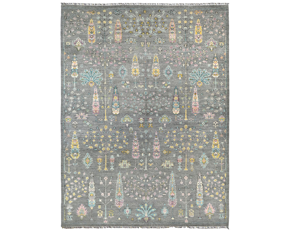 9x12 Gray Khurgeen Afghan Hand Knotted Wool Area Rug