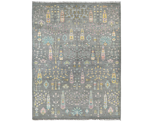 9x12 Gray Khurgeen Afghan Hand Knotted Wool Area Rug