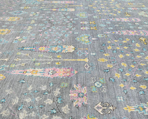 9x12 Gray Khurgeen Afghan Hand Knotted Wool Area Rug