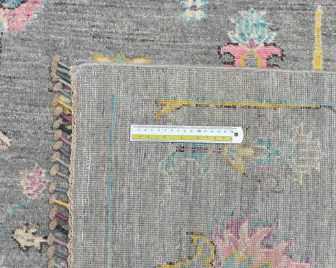9x12 Gray Khurgeen Afghan Hand Knotted Wool Area Rug