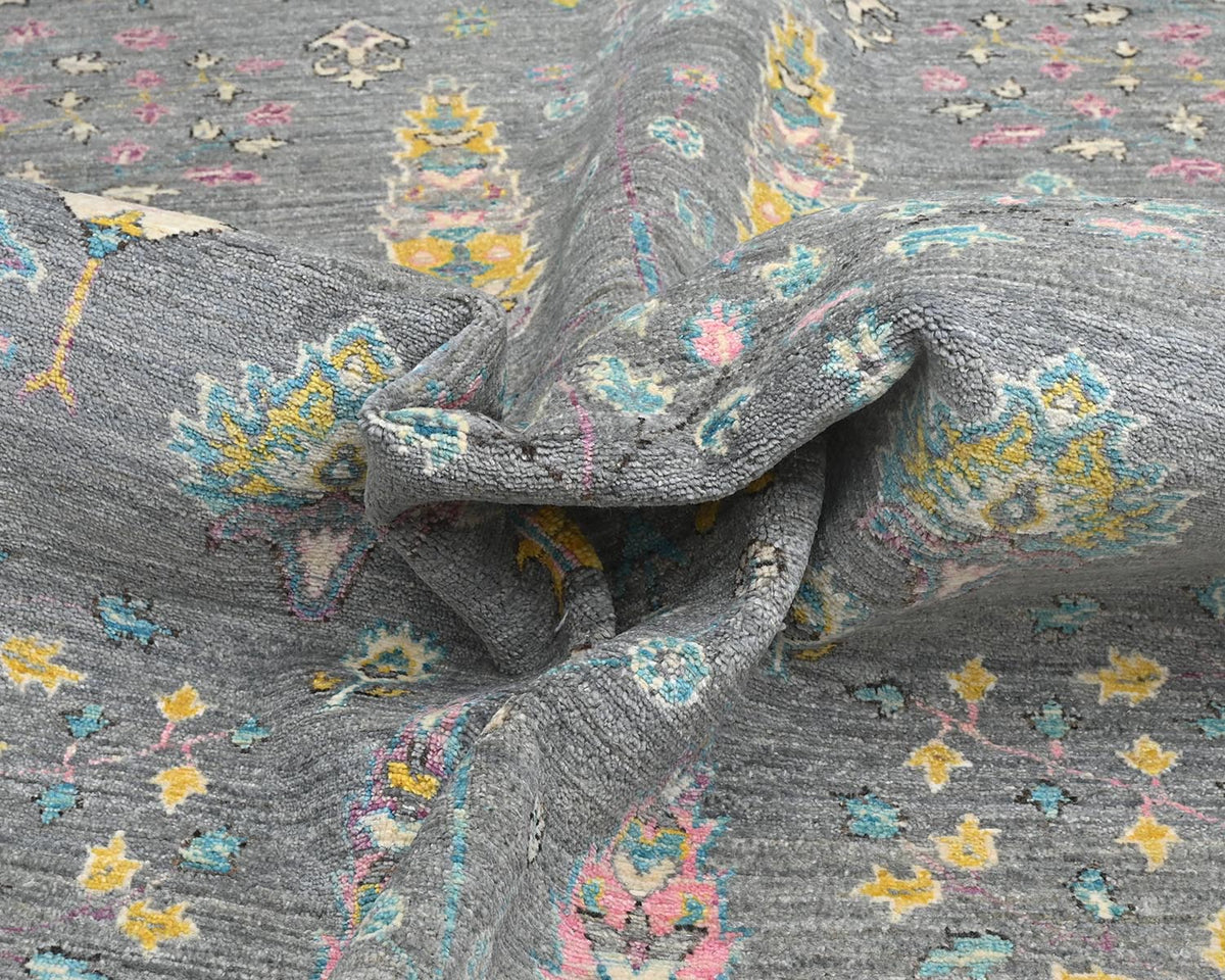9x12 Gray Khurgeen Afghan Hand Knotted Wool Area Rug