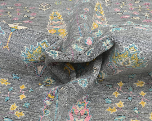 9x12 Gray Khurgeen Afghan Hand Knotted Wool Area Rug