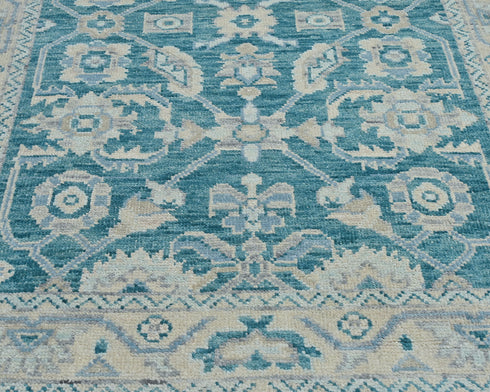 4x6 Oushak Teal Blue Turkish handmade Traditional Natural Dye Wool Area Rug