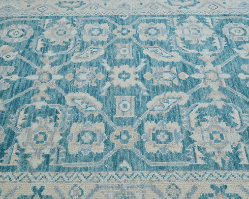 4x6 Oushak Teal Blue Turkish handmade Traditional Natural Dye Wool Area Rug