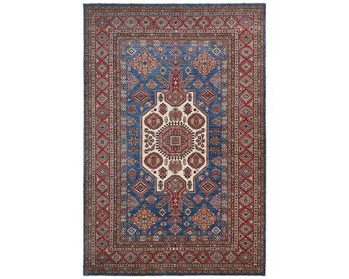 9x12 Ft Blue Afghan Hand Knotted Traditional Wool Area Rug
