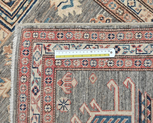 10 Ft Kazak Gray Afghan Hand Knotted Traditional Wool Runner Rug