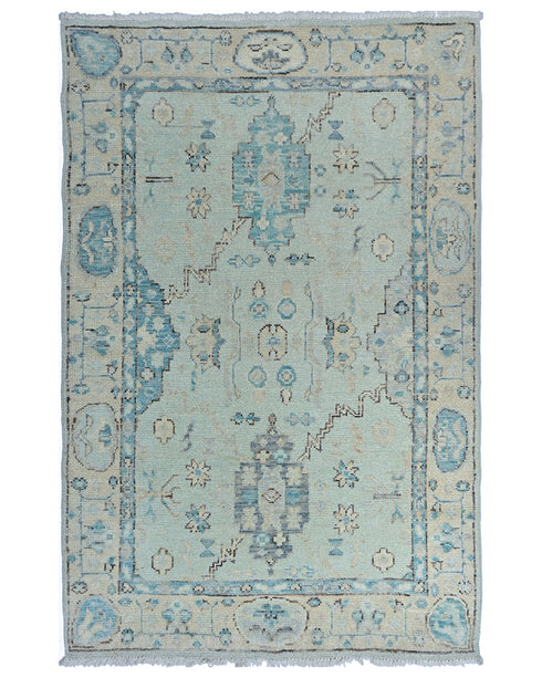 4x6 Silver Gray Oushak Turkish Handmade Traditional Veg Dye Wool Area Rug
