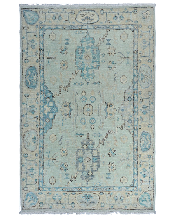 4x6 Silver Gray Oushak Turkish Handmade Traditional Veg Dye Wool Area Rug