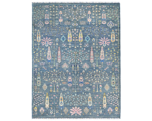 9x12 Blue Khurgeen Afghan Hand Knotted Wool Area Rug