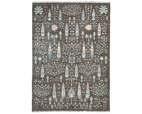8x10 Gray Khurgeen Afghan Hand Knotted Wool Area Rug