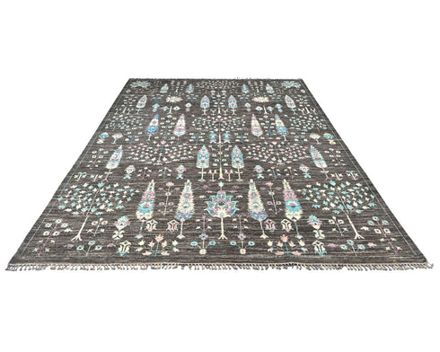 8x10 Gray Khurgeen Afghan Hand Knotted Wool Area Rug